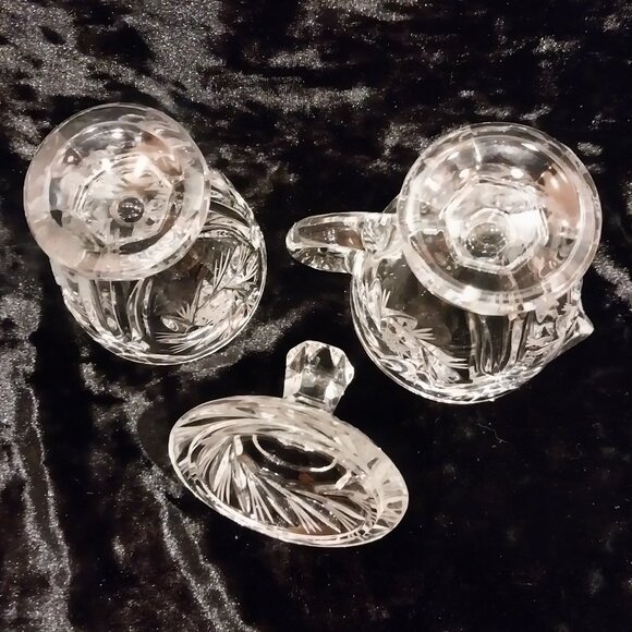 Vintage Sullivans Hand-Made 24% Pbo Cut Glass Pitcher/Creamer and sugar set - Picture 7 of 9